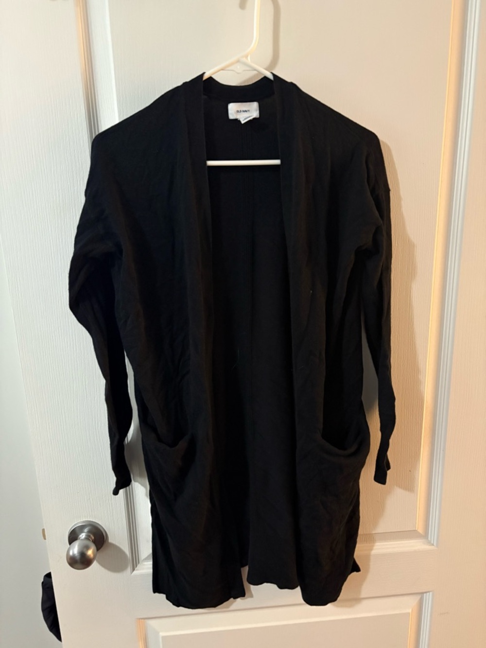 Old Navy Women’s Open-Front Black Long Cardigan with Pockets